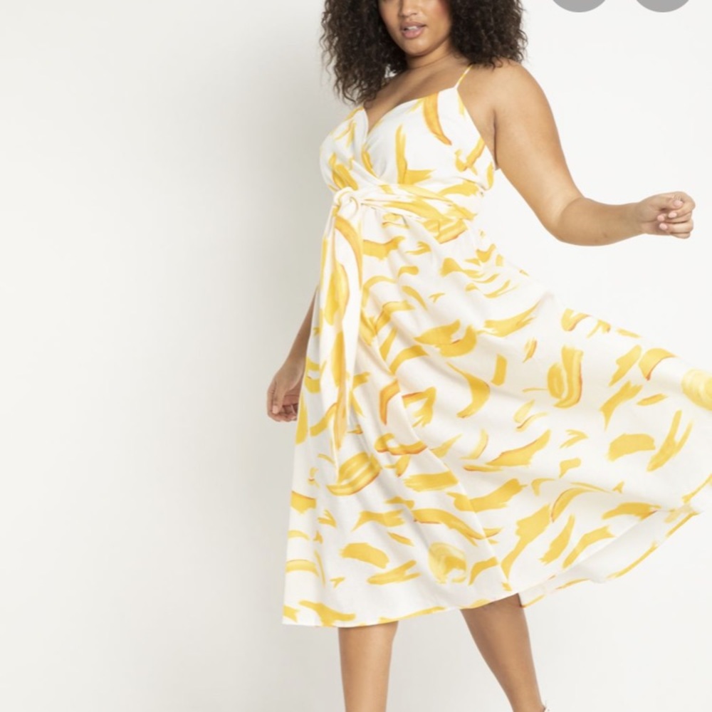 Like new ELOQUII linen cotton blend summer midi dress